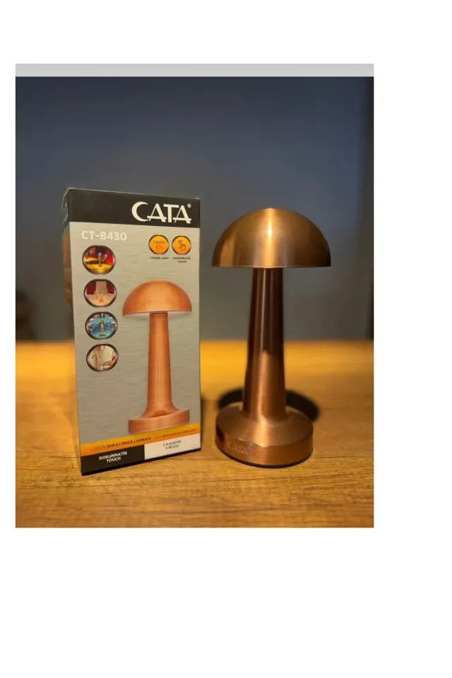 Cata Retro Bakır Dokunmatik Şarjlı Dekoratif Masa Lambası